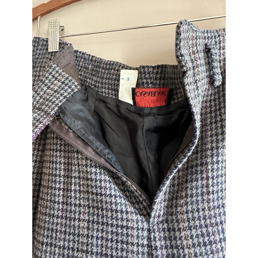 Casablanca Vintage Women's Wool Linen Houndstooth Trouser Dress Pants Size 12 - Picture 6 of 11